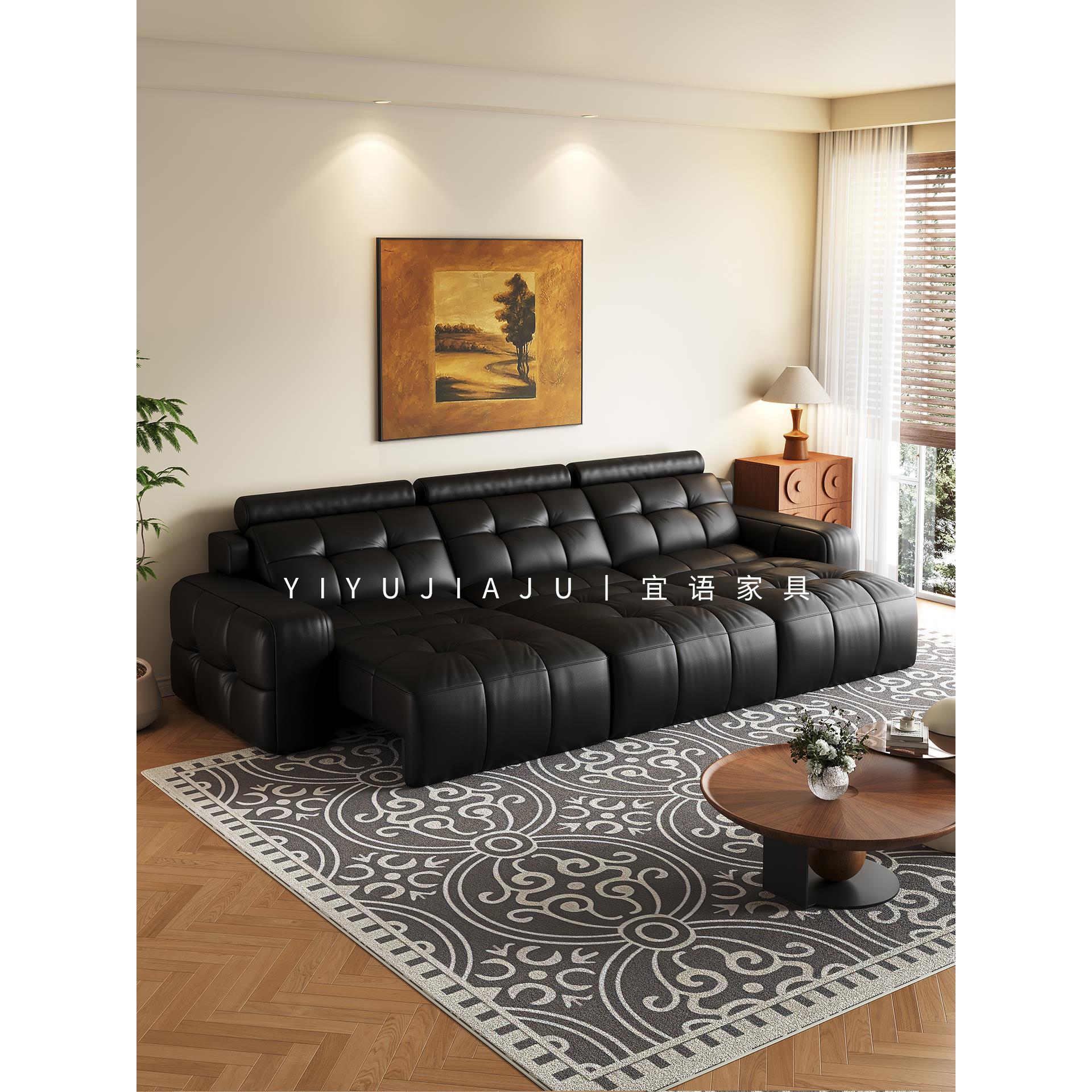 劳伦斯电动多功能真皮沙发意式极简中古风可睡可躺平直排智能沙发