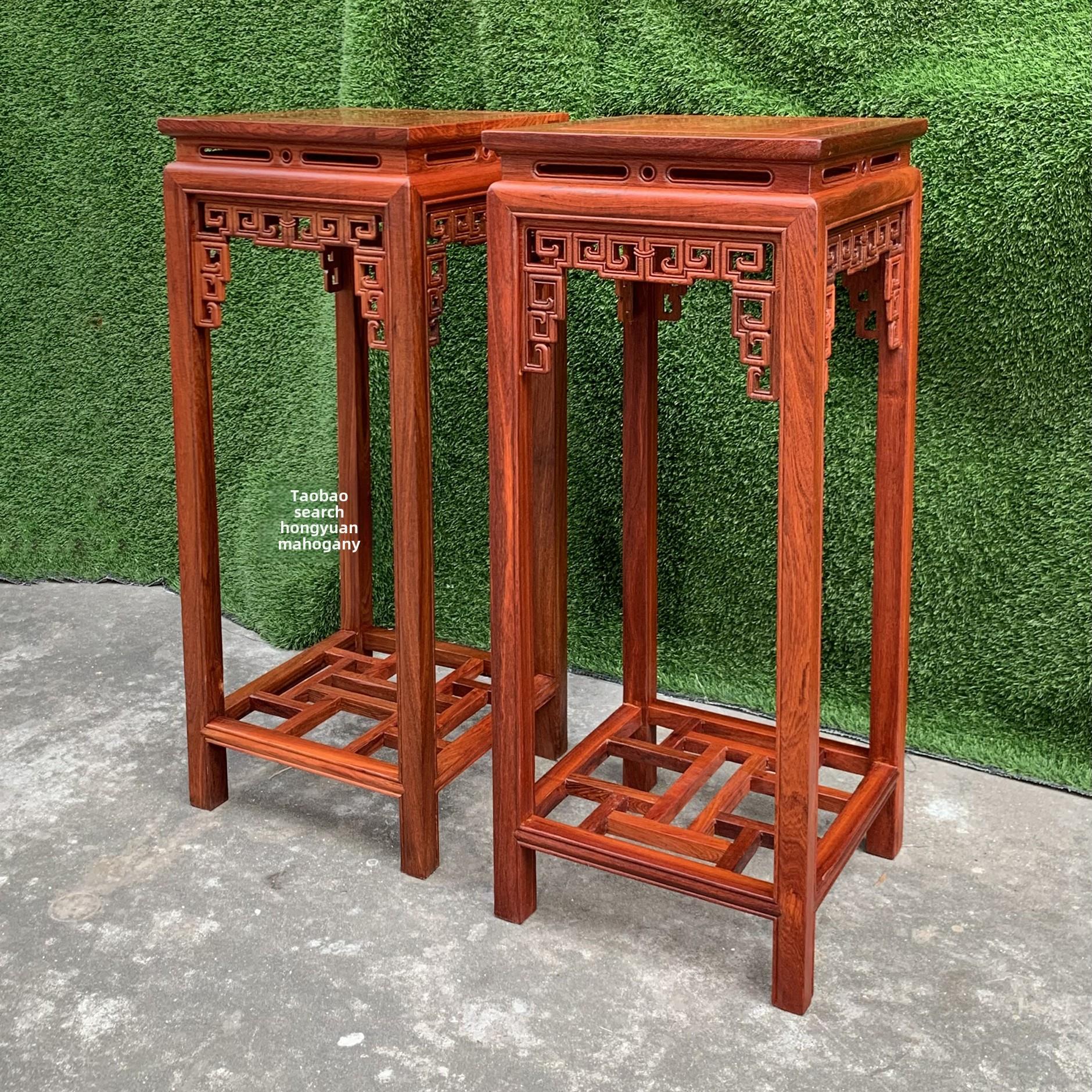 缅甸花梨木花架大果紫檀中式古典家用客厅盆景实木花几红木家具