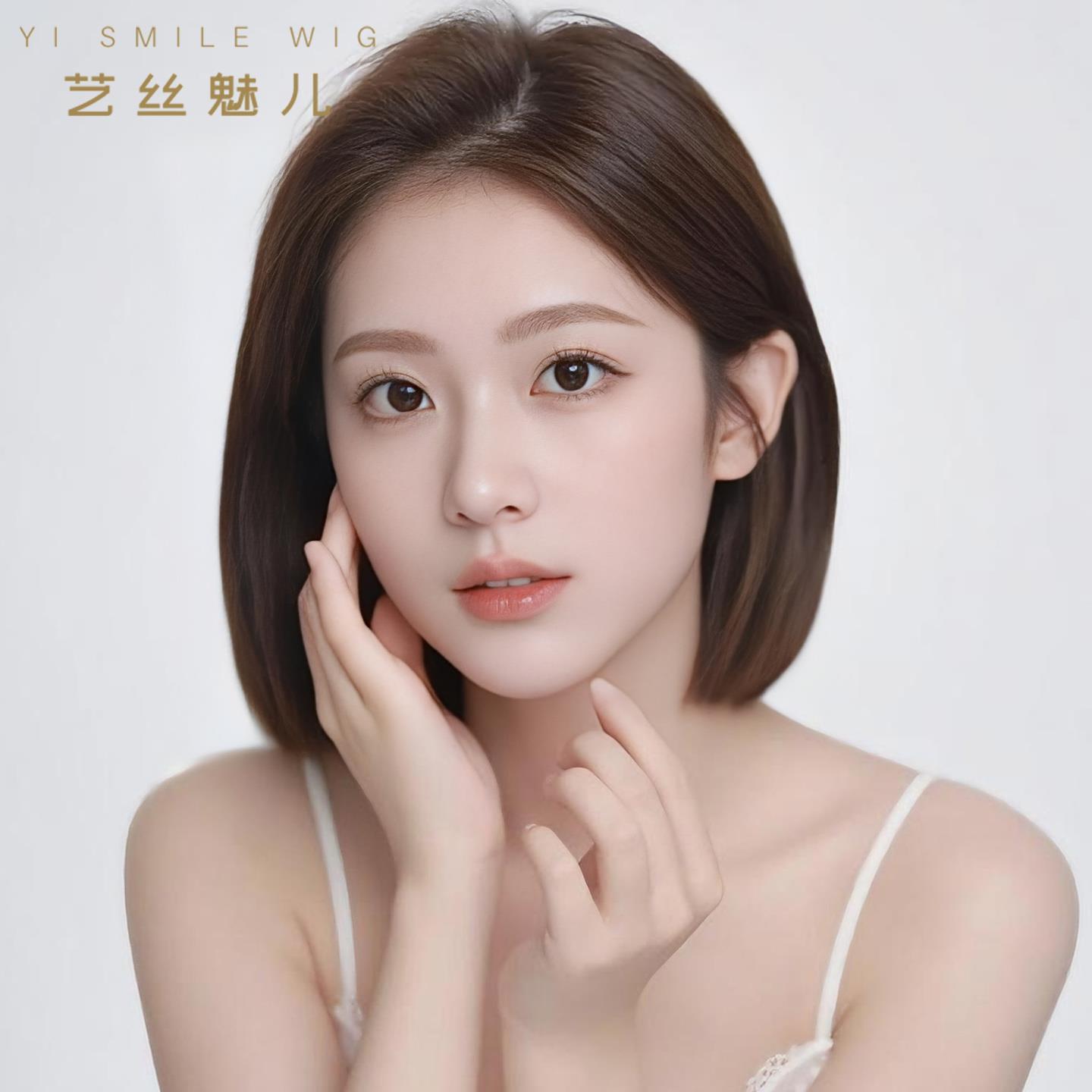 假发全头套女短发夏天自然真发全真人发波波头偏分光头可用假发套