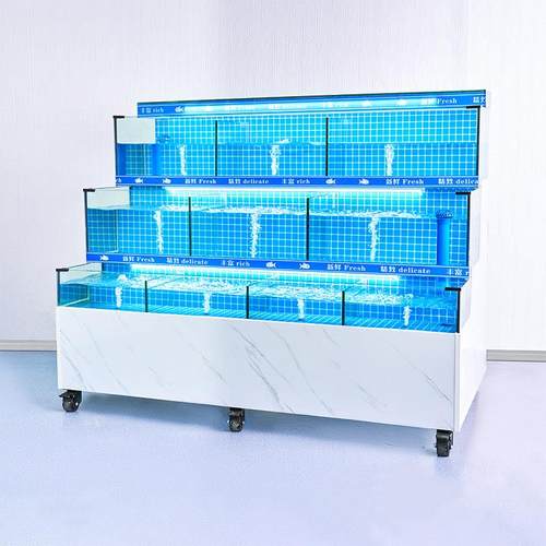 海鲜池商用恒温一体式移动鱼缸淡水海水双温双切海鲜池贝类池定制