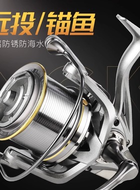 德国锚鱼轮远投纺无间隙海竿轮锚杆海钓轮全金属线杯10000型鱼轮