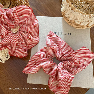 韩国ins新款红色樱桃波点大肠发圈 甜美可爱头绳头饰小众设计