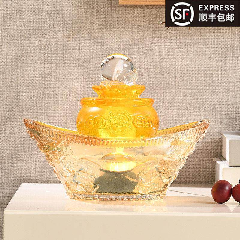 元宝聚宝盆流水生财进宝风水轮水晶球摆设客厅前台开 业乔迁送礼,家居饰品,装饰摆件,淘宝优惠券,粉丝福利购,淘宝优惠卷