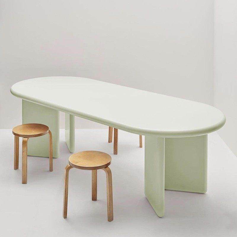 北欧实木餐桌现代简约家用椭圆桌个性会议桌设计师书桌工作台长桌