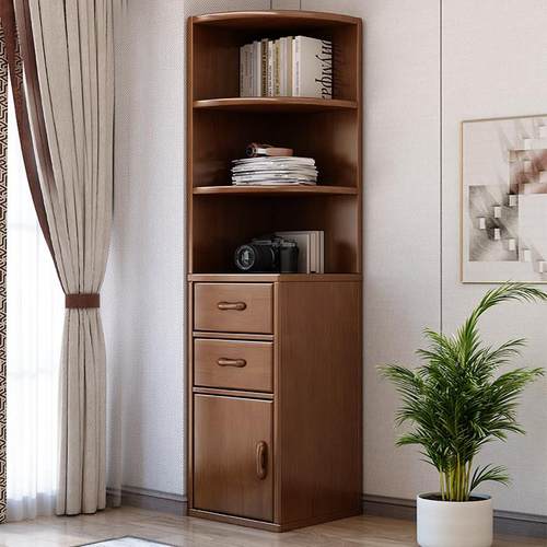 现代简约橡木转角柜 客厅墙角实木置物架 卧室角落边角几柜 可拆