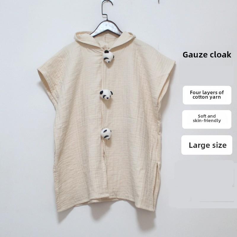 儿童浴巾披肩兜帽棉质a型纱布浴袍，男孩和女孩沐浴毛皮婴儿吸收