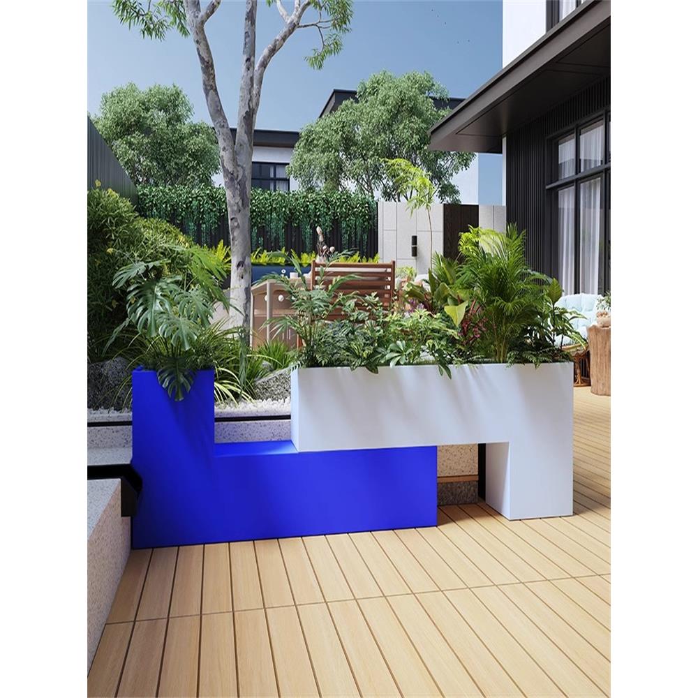 户外铁艺花箱组合市政道路装饰花槽外摆商业街不锈钢围栏花箱定制