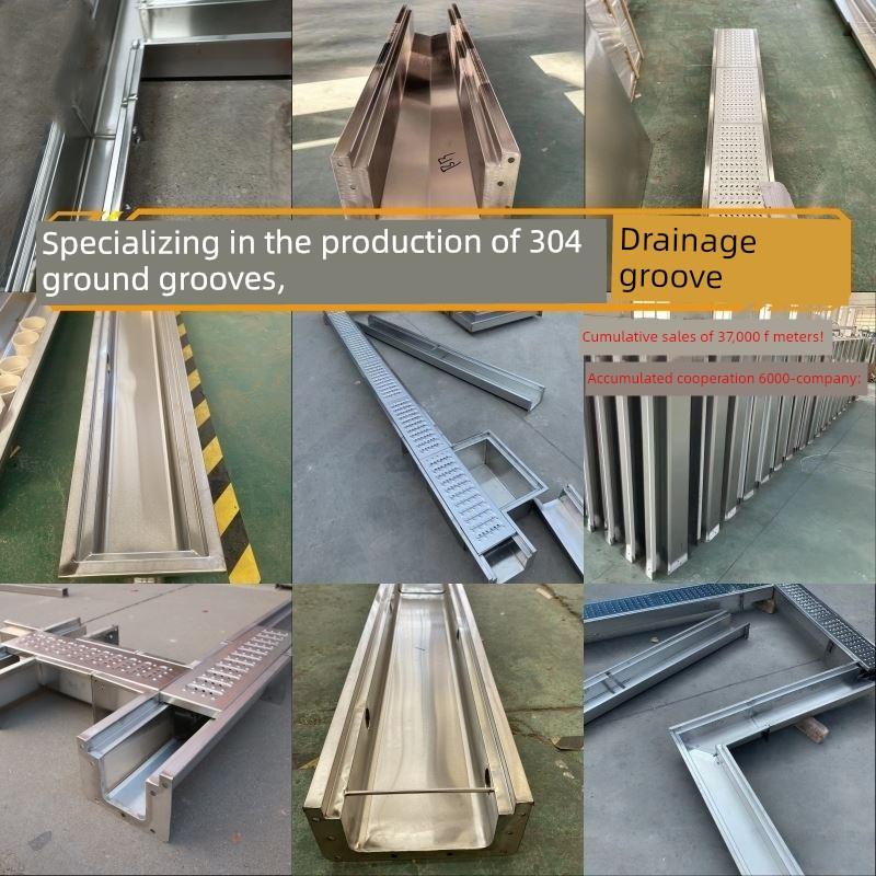 304不锈钢成品排水沟U型槽排水槽饭店厨房地沟格栅明沟下水道盖板