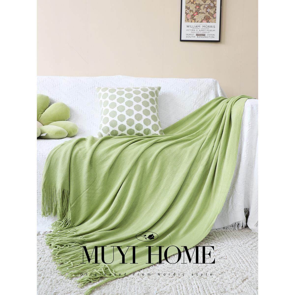 北欧小清新毛毯流苏沙发毯轻奢披肩盖毯床尾毯民宿绿色毯子床尾巾,床上用品,休闲毯/毛毯/绒毯,淘宝优惠券,粉丝福利购,淘宝优惠卷