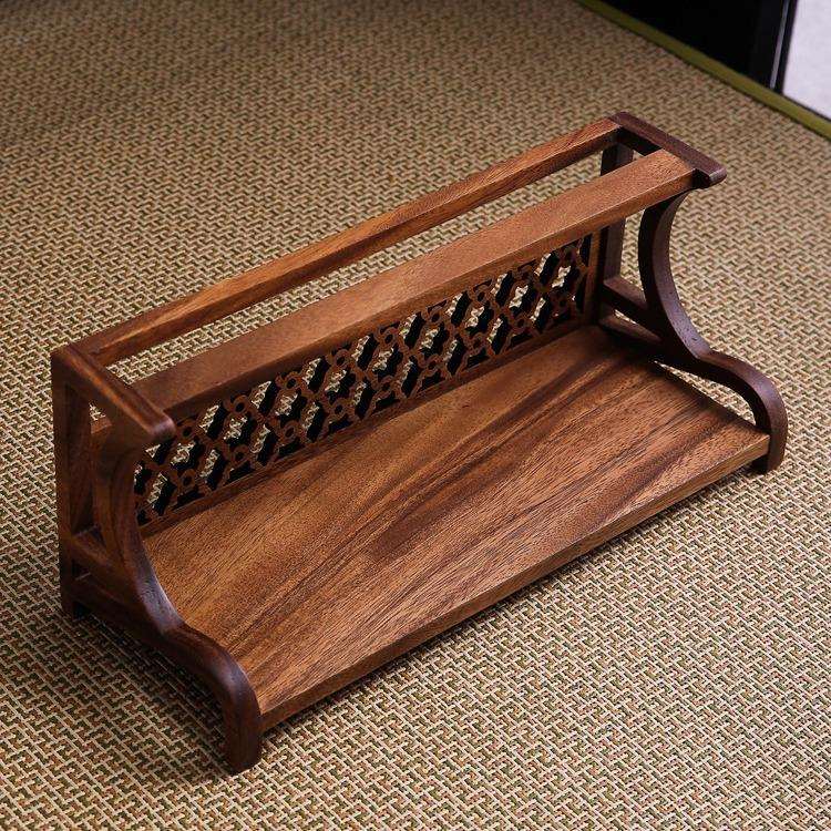 黑胡桃木茶壶茶杯架子茶具收纳柜实木中式展示架博古架小型置物架