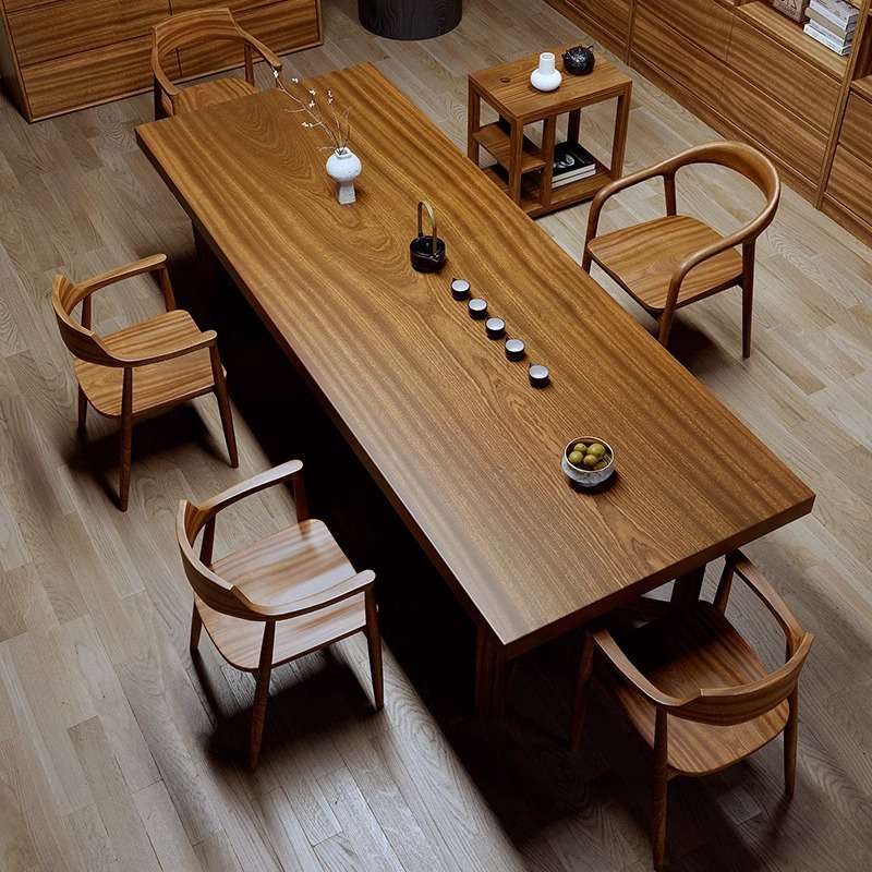 新中式实木大板茶桌椅组合禅意简约家用客厅茶台办公室接待泡茶桌