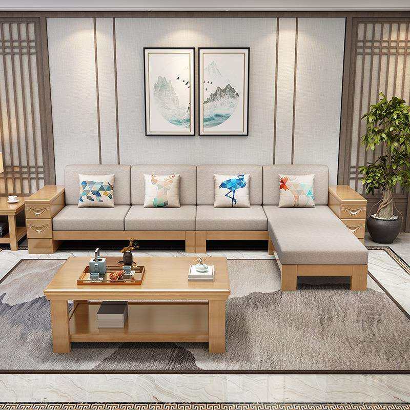中式实木沙发客厅北欧组合小户型冬夏两用现代简约贵妃储物沙发
