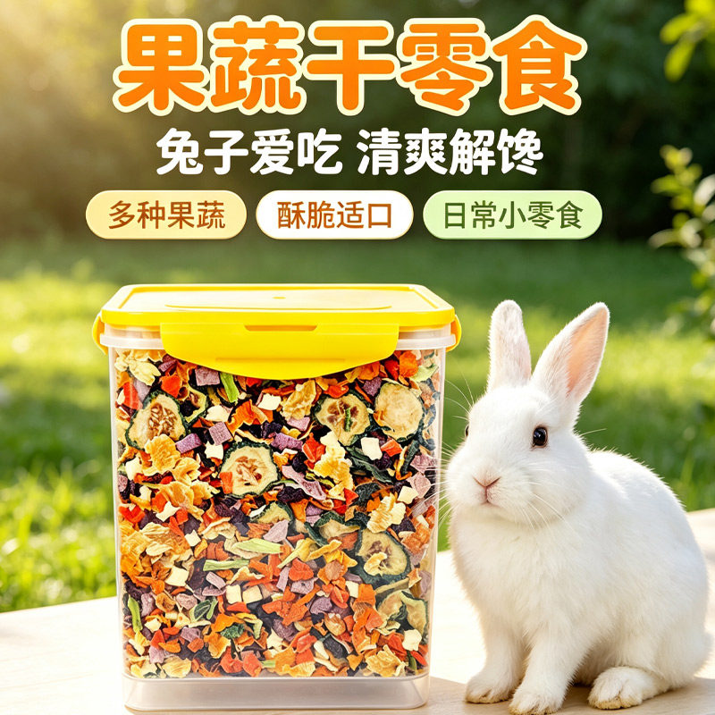 兔粮兔子零食果蔬干兔饲料宠物兔子粮食侏儒垂耳兔荷兰猪果蔬干图片
