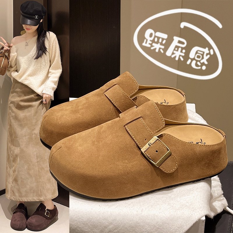 踩屎感厚底勃肯鞋女2026春夏新款复古百搭懒人一脚蹬包头半0124r,女鞋,勃肯鞋/软木鞋,淘宝优惠券,粉丝福利购,淘宝优惠卷