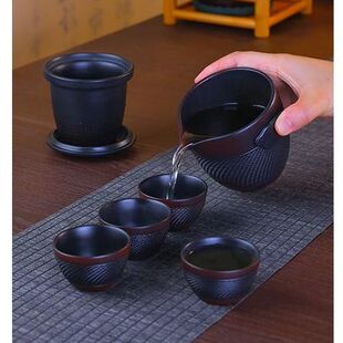 旅行茶具新款套装车载户外便携式网红手抓壶一壶四杯收纳包礼盒
