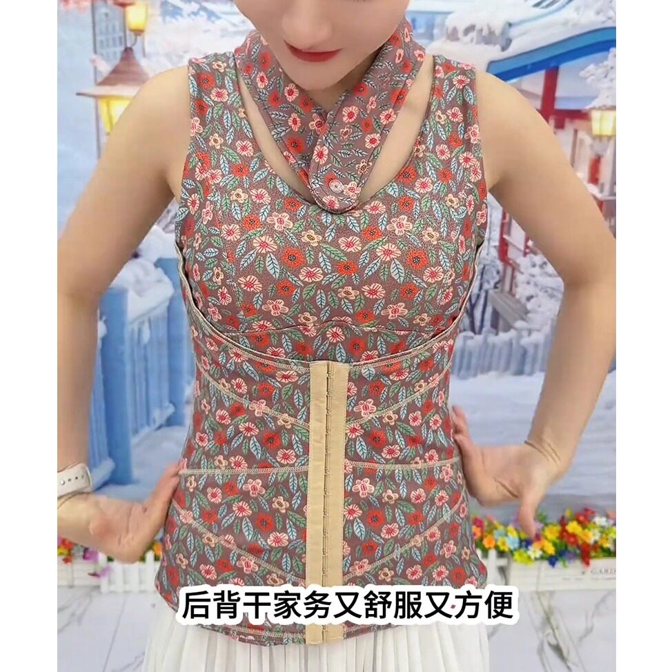 碎花德绒保暖背心女马甲加绒加厚保暖背心