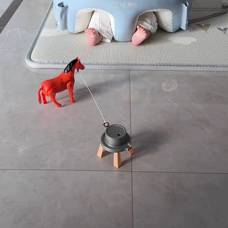 推磨毛驴网红同款电动仿真小马走路小毛驴拉磨拉车玩具绕桩马儿童