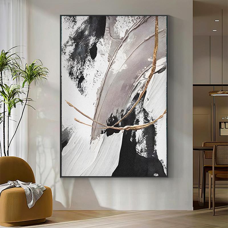 意式极简黑白灰抽象客厅装饰画 画高级感艺术玄关走廊挂画 画大幅