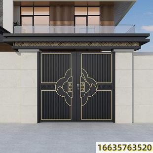 铝合金电动门中式庭院大门农村大门别墅院子门铝艺围墙门楼双开门