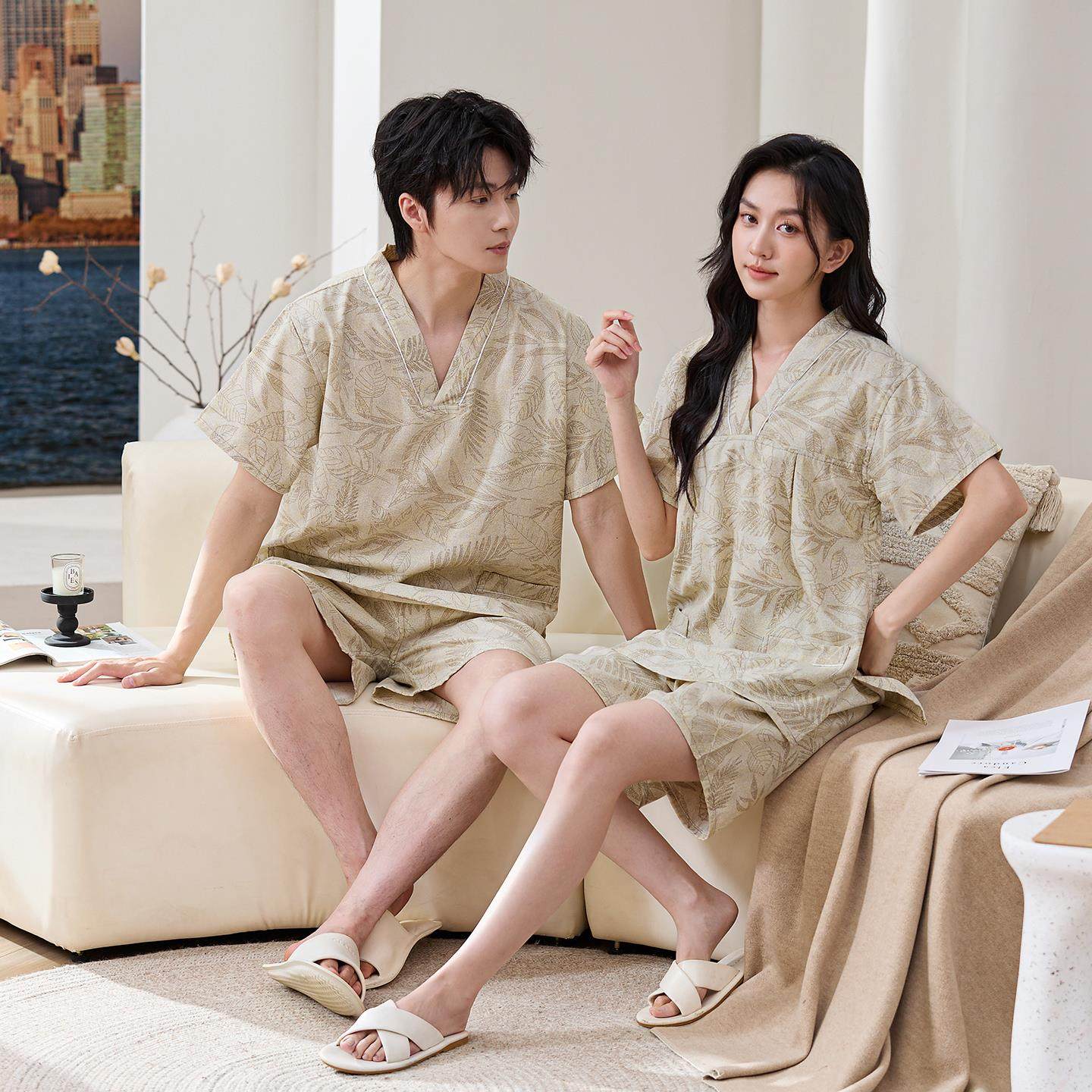 汗蒸服2025新款纯棉女胸部双层男款桑拿按摩服情侣大尺码浴服家居