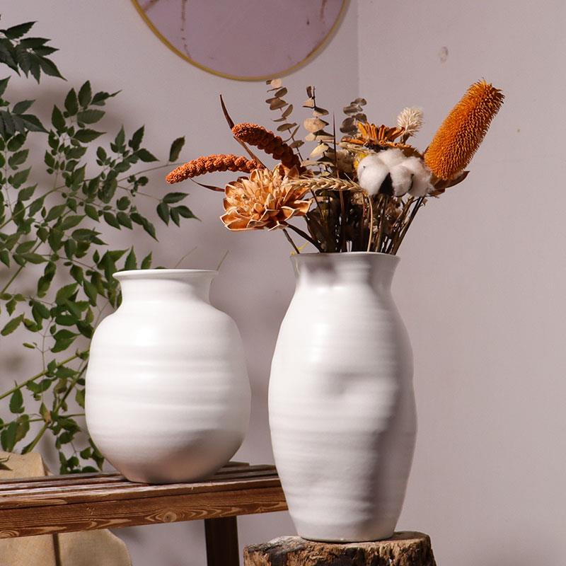 纯白色花瓶装饰摆件 客厅玄关电视柜家居景德镇花瓶桌面插花摆设