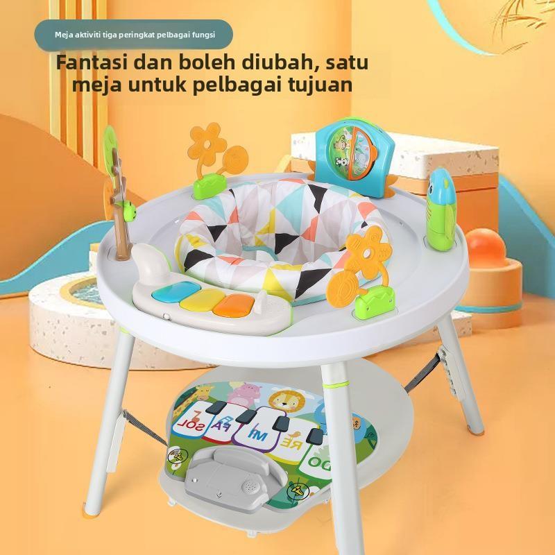 跨境YAYAYA收纳椅婴儿欢乐学习桌婴儿活动桌多功能弹跳健身架拉车