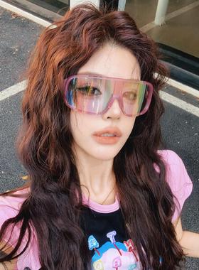 新款户外运动粉色骑行镜高级感日夜两用变色登山骑行防紫外线墨镜