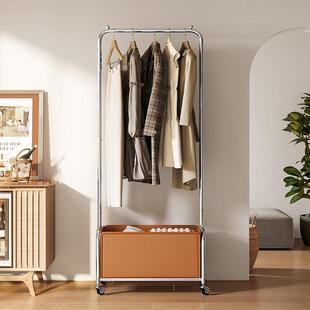 不锈钢衣帽架卧室落地挂衣架可移动隔夜衣收纳层架床边放衣服置衣