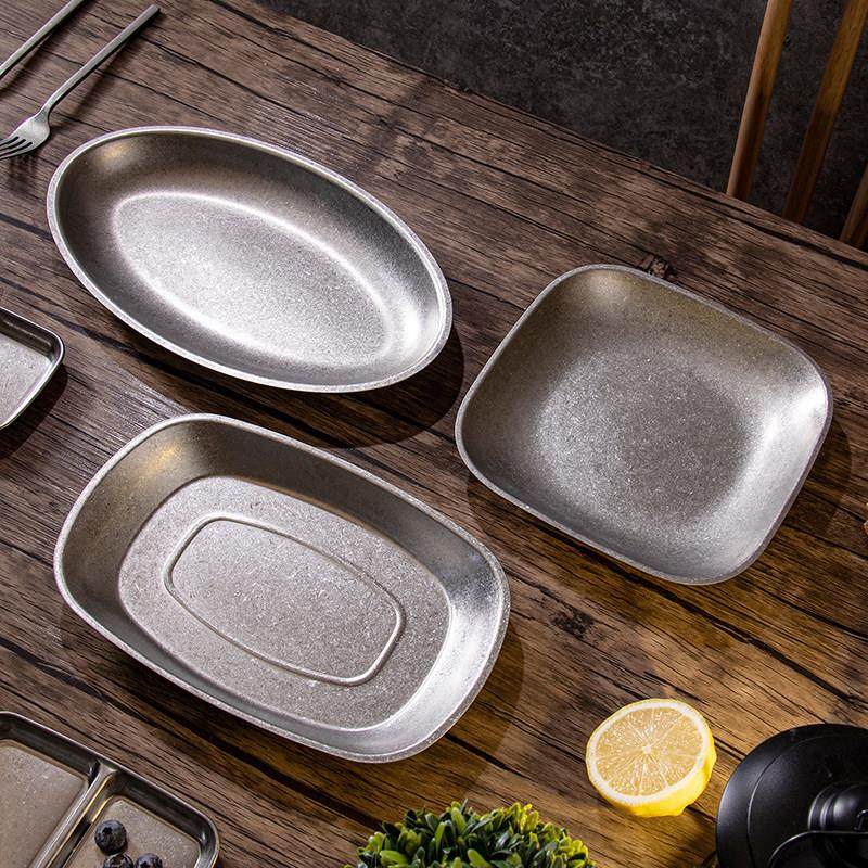 304不锈钢盘复古鱼盘餐盘椭圆小吃盘菜盘咖喱盘沙拉盘创意西餐盘,餐饮具,盘,淘宝优惠券,粉丝福利购,淘宝优惠卷