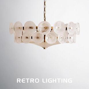 法式中古穆拉诺云雾玻璃客厅吊灯2025年新款覆古别墅大气轻奢饭厅