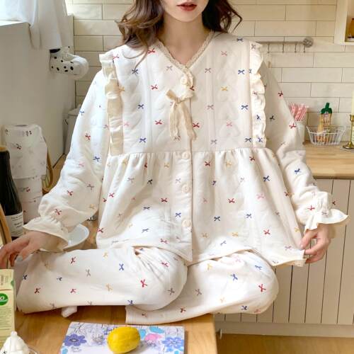空气棉月子服春秋冬季款产后加厚夹棉10月份11哺乳家居服孕妇睡衣