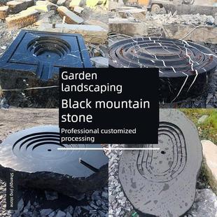 园林景观石材黑山石水钵原石天然景观石石雕水景观室内外庭院造景