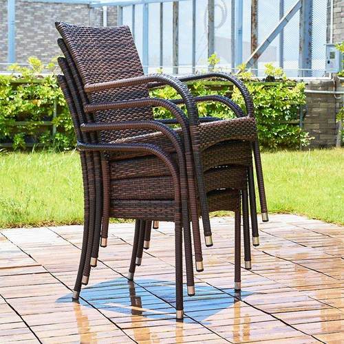 户外编藤单椅庭院室外休闲藤编椅子桌椅阳台花园露天靠背藤椅餐椅