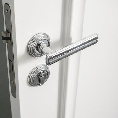 INDOORS极简银色黄铜卧室门锁意式纯铜静音家用锁具室内房门把手