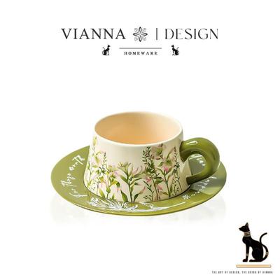 VIANNA丨手绘·Wande设计感小众咖啡杯碟陶瓷杯小清新牛奶杯礼物