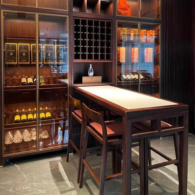 新中式实木吧台桌现代简约轻奢高级感吧台桌家用吧台桌黑胡桃木