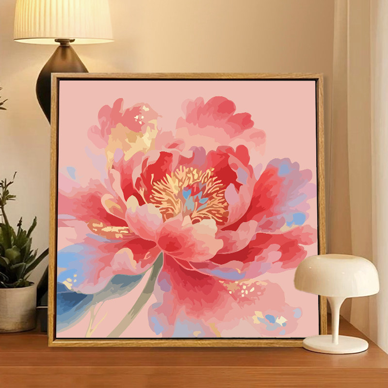 牡丹数字油画艺术高级感礼物画