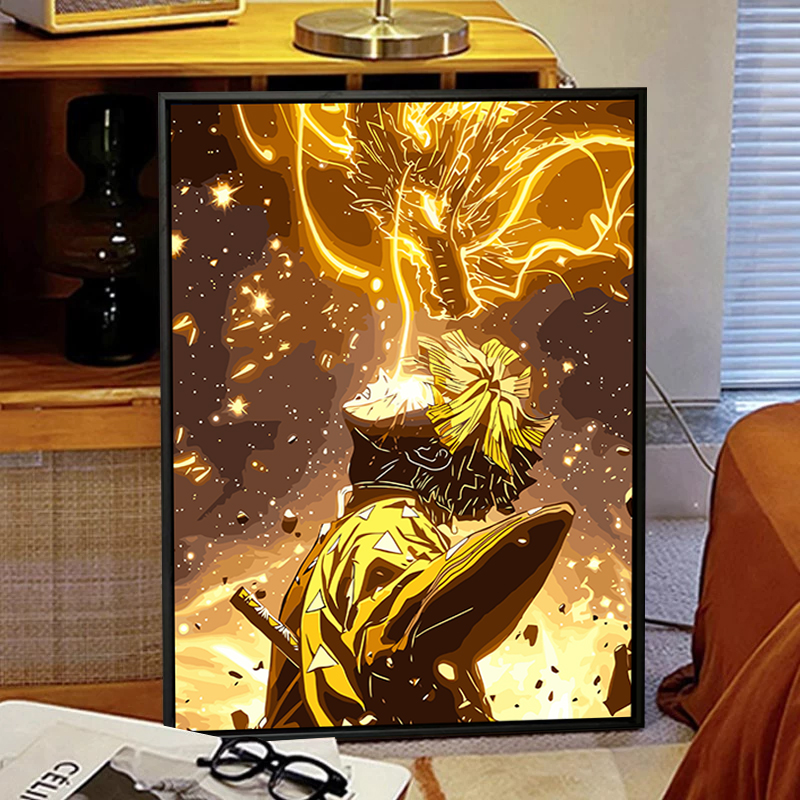 鬼灭之刃无限城数字油画diy填涂色手工绘卡通超燃动漫油彩装饰画