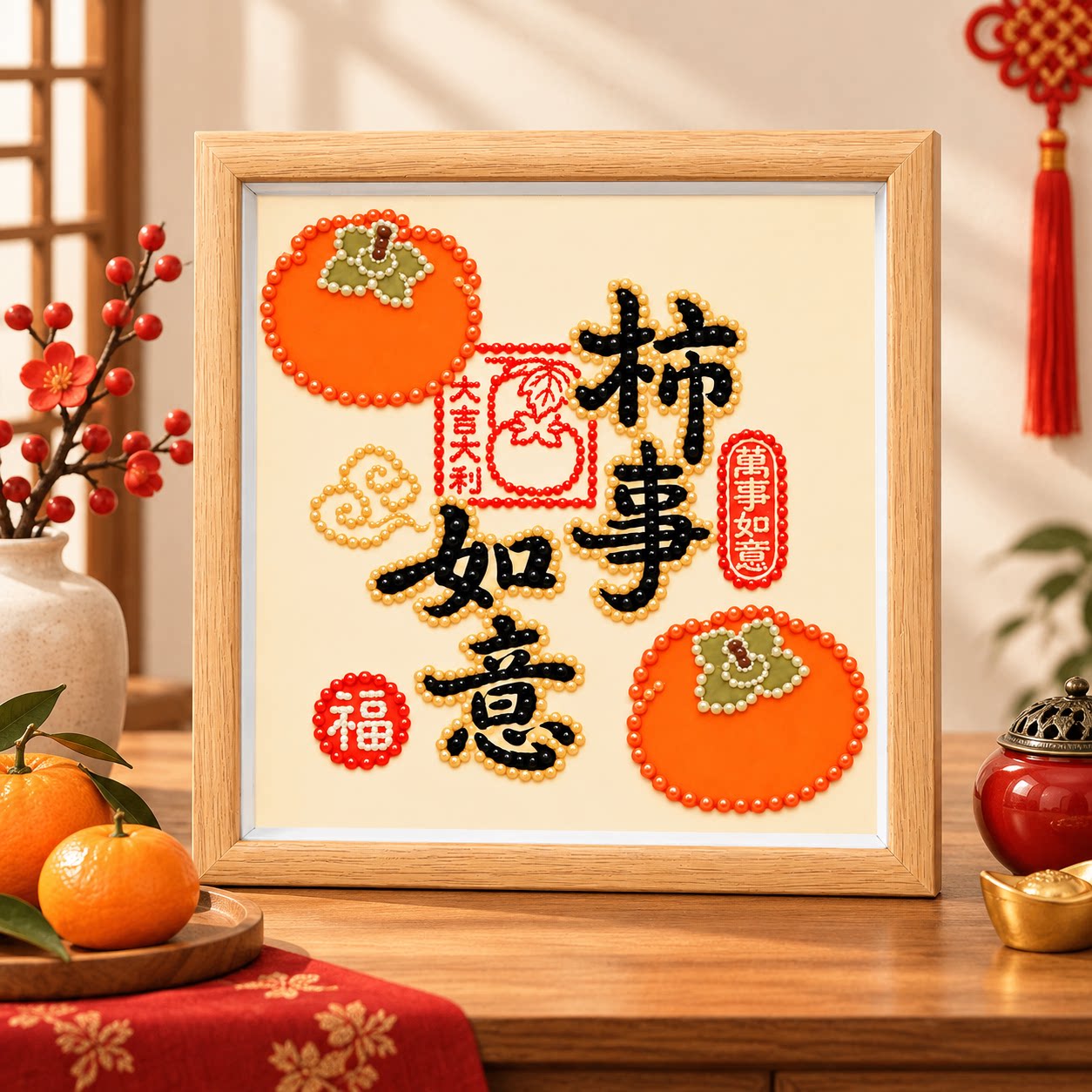 柿柿如意珍珠画手工diy钻石画