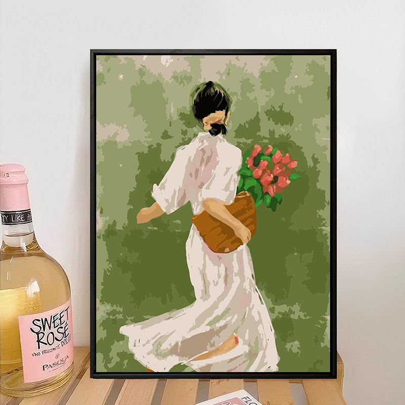 文艺少女diy数字油画填充涂色手工手绘高级感ins风唯美油彩装饰画