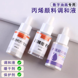 丙烯调和液缓干剂数字油画专用成品保护剂稀释颜料加亮度防水防晒