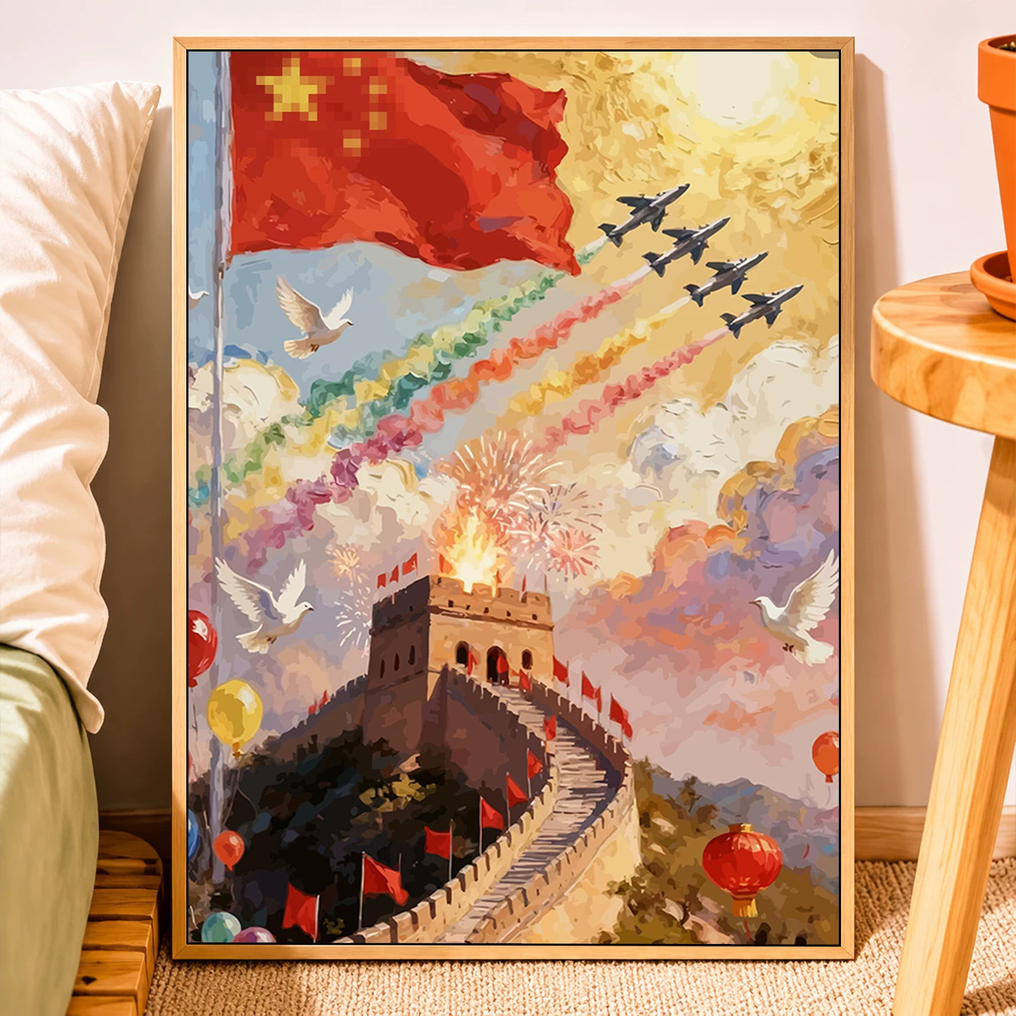 爱国diy数字油画填涂色手工绘
