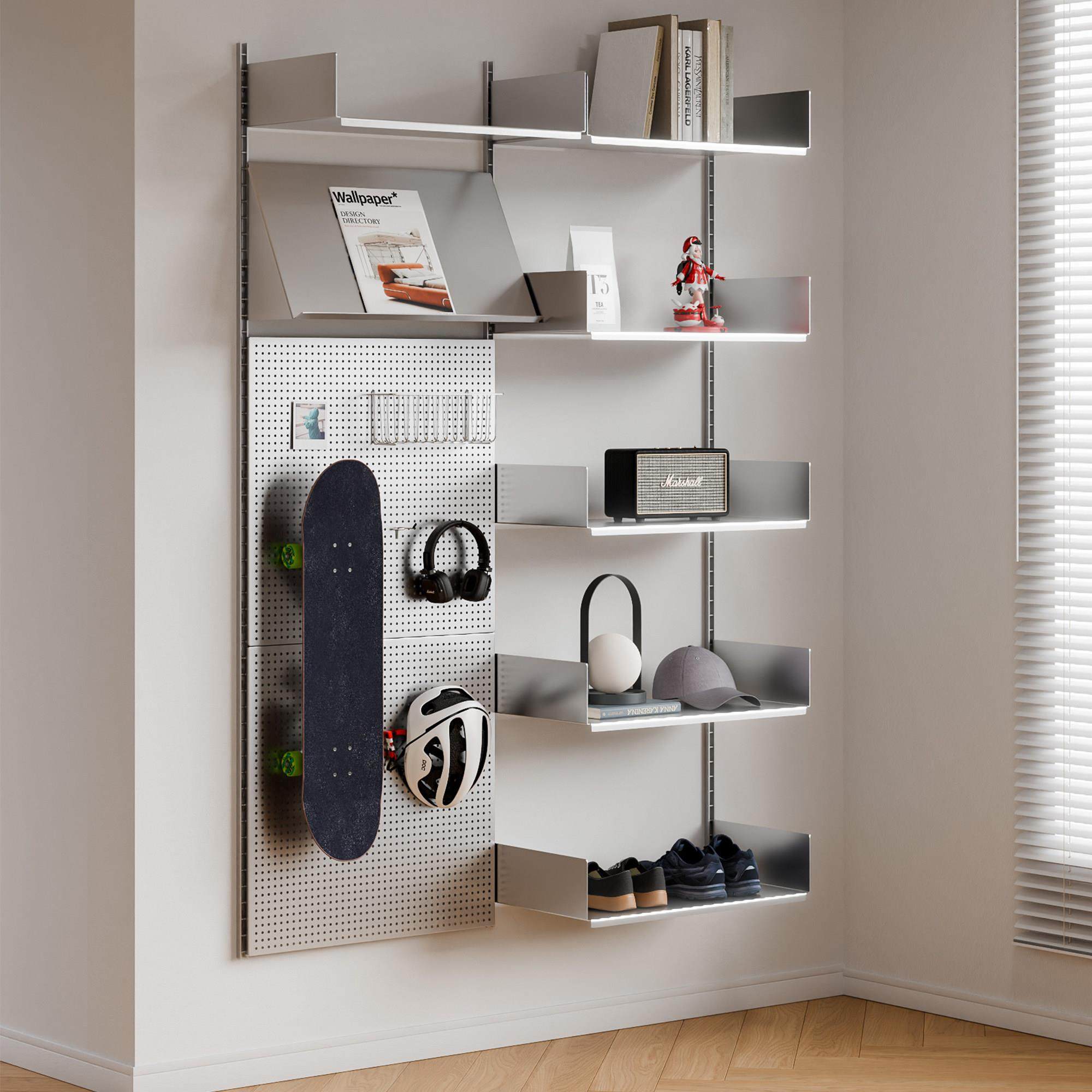 书格有物墙上洞洞板置物架客厅不锈钢轨道书架DIY模块摆件陈列架,住宅家具,搁板/置物架/家用陈列架,淘宝优惠券,粉丝福利购,淘宝优惠卷