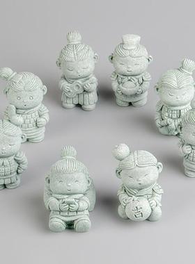 绿色砂岩可爱士兵马石茶宠物吸引财富家庭办公室礼品鱼缸景观桌面