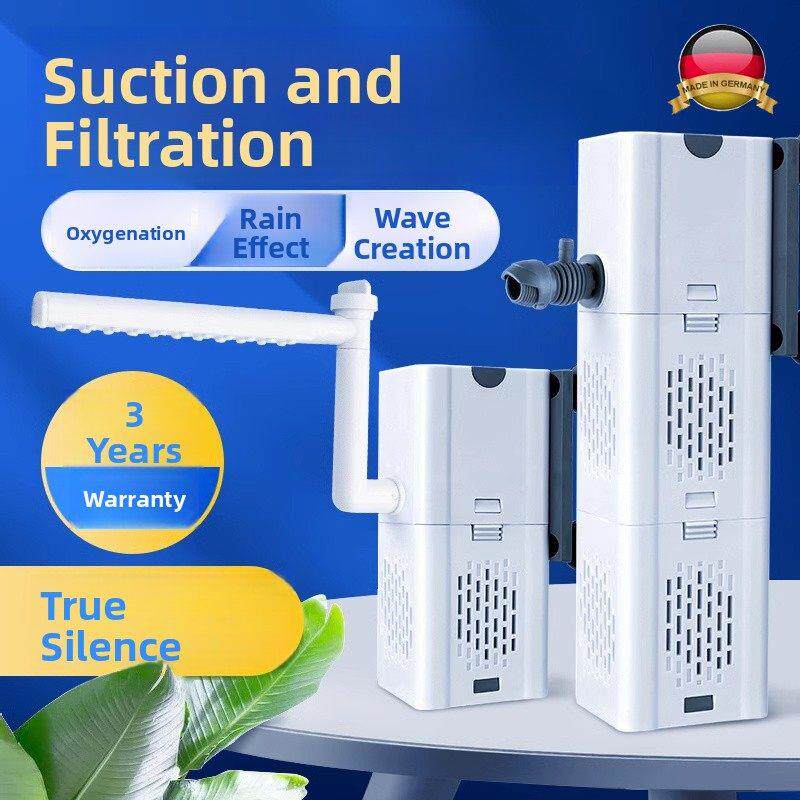 新款鱼缸过滤制氧一体机循环水泵净水三合一静音氧气泵吸便过滤器