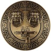 彷古纯铜大门门栓拉手中式 实木兽头门环木门明插销锁 圆形门锁老式