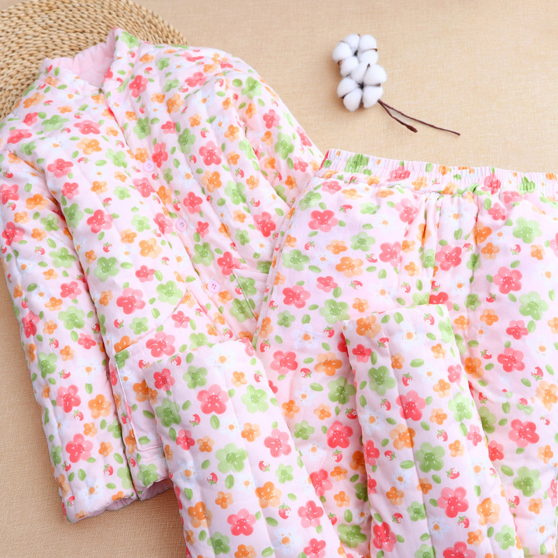 棉花手工棉衣女士妈妈款棉袄棉裤套装中老年人奶奶外穿加厚冬季