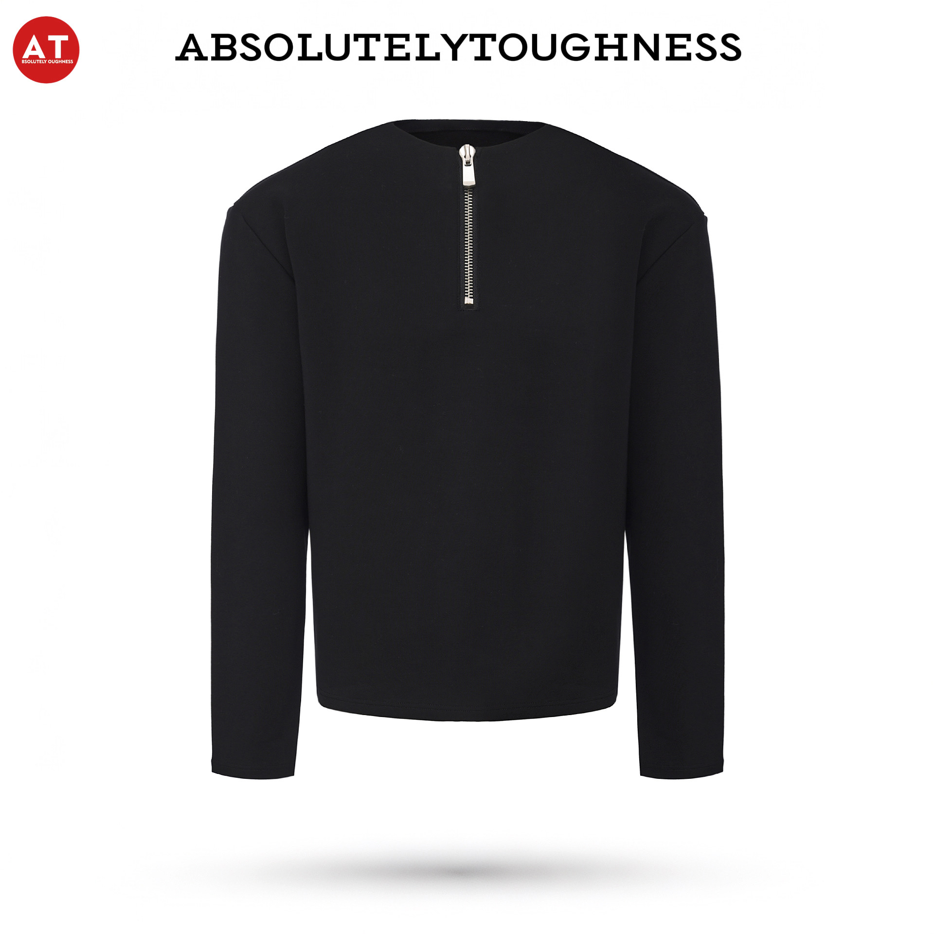 【AT】 正肩版型“380g莱赛尔空气层”半拉链卫衣V字显壮秋冬长袖