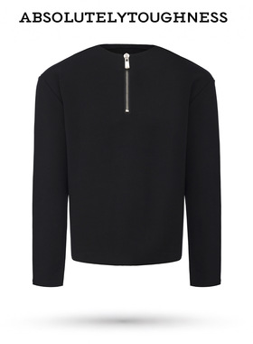 【AT】 正肩版型“380g莱赛尔空气层”半拉链卫衣V字显壮秋冬长袖