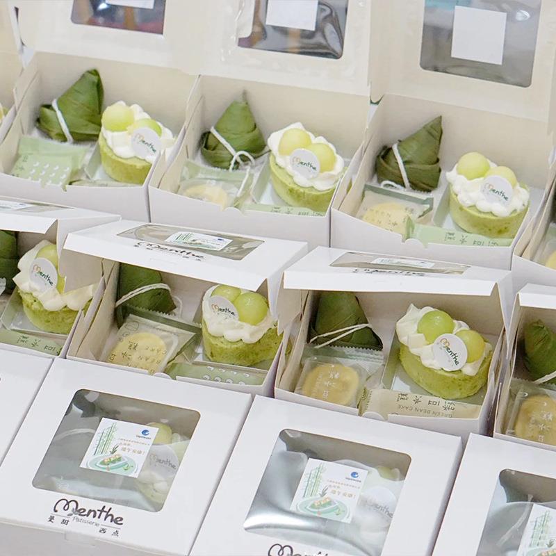 新款直销网红下午茶甜品打包盒茶歇盒6寸巴斯克芝士蛋糕盒方形加